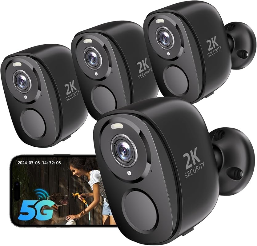 Rraycom 4-Pack Wireless Outdoor Security Camera System Supporting 5G a