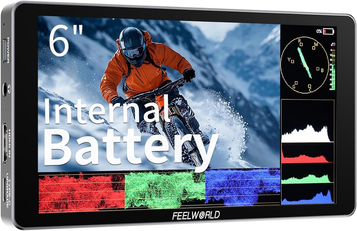FeelWorld P6XL 6‑inch 1200nit Touchscreen Field Monitor with Built‑in 