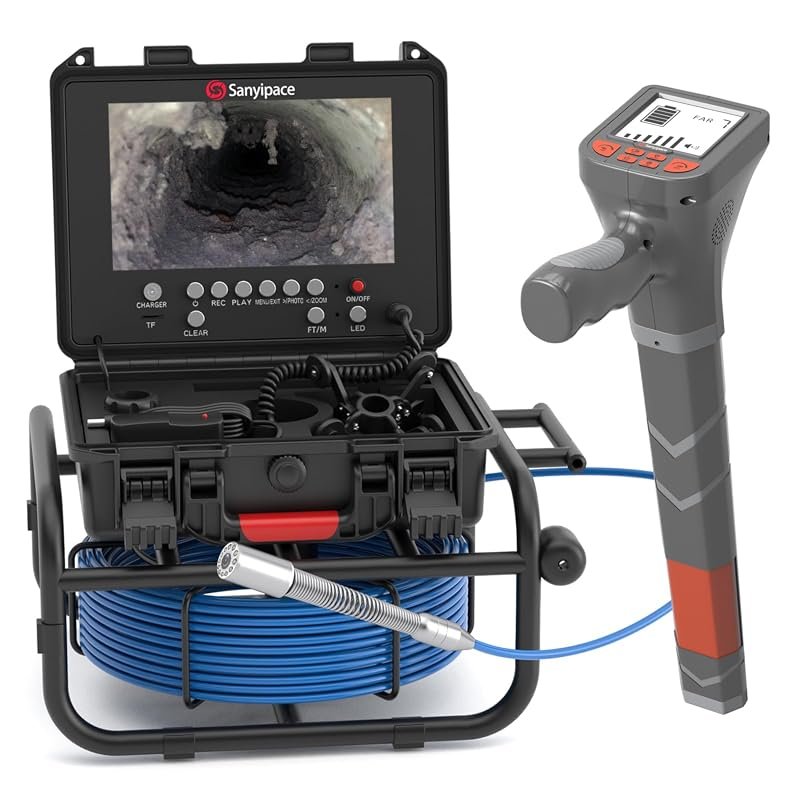 Sanyipace Self-Leveling Drain Camera with 512Hz Transmitter, Distance