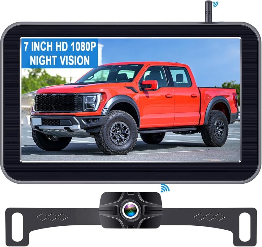 HD 1080P 7‑Inch Wireless Backup Camera for Trucks with 15‑Minute Simpl