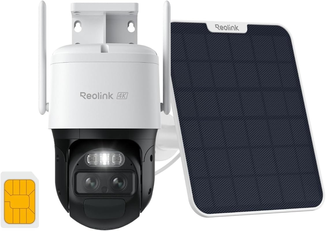 REOLINK 4K Dual‑Lens Cellular Security Camera, solar‑powered wireless