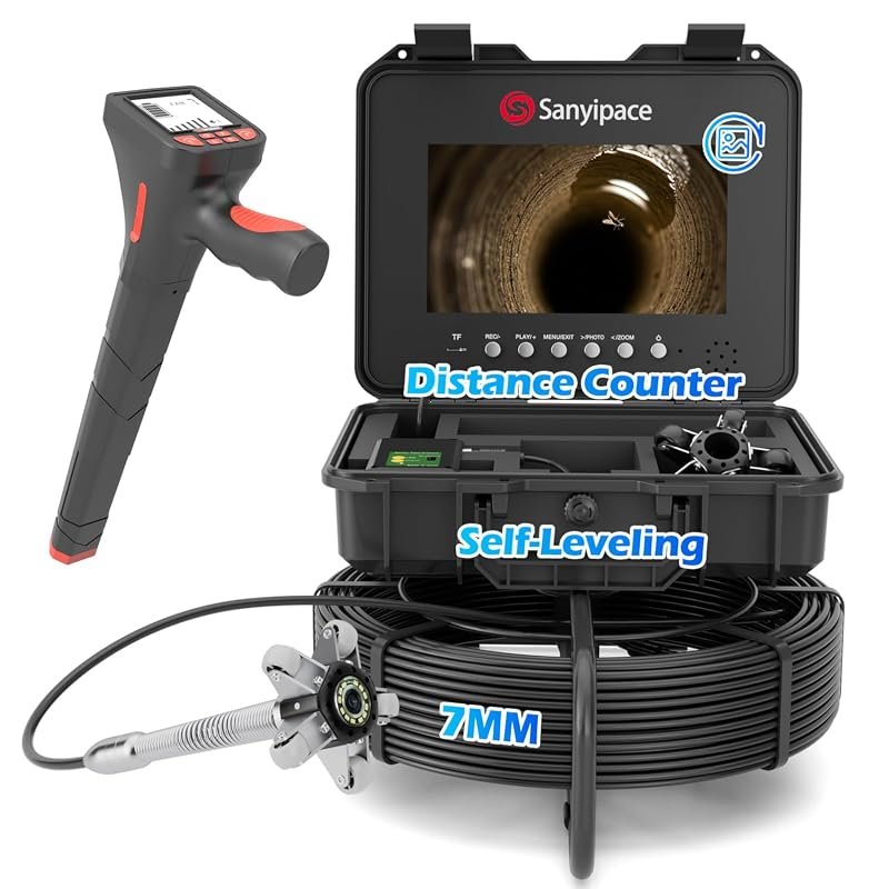 Sanyipace 512Hz sewer camera with pipe locator, 7mm cable, 10.1" IPS s