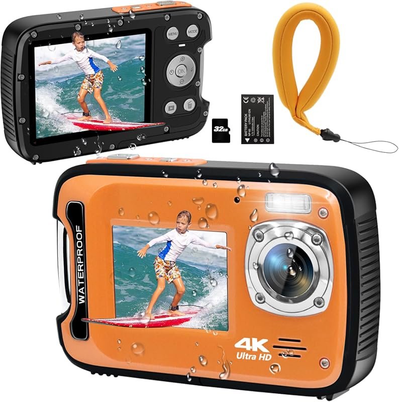 17‑Foot underwater camera with 4K video, 48 MP autofocus selfies, scre