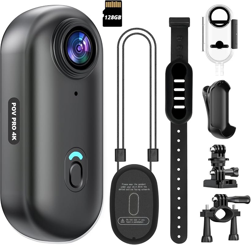 4K WiFi Action Camera with 128 GB Storage, Thumb‑POV, IPX7 Waterproof,