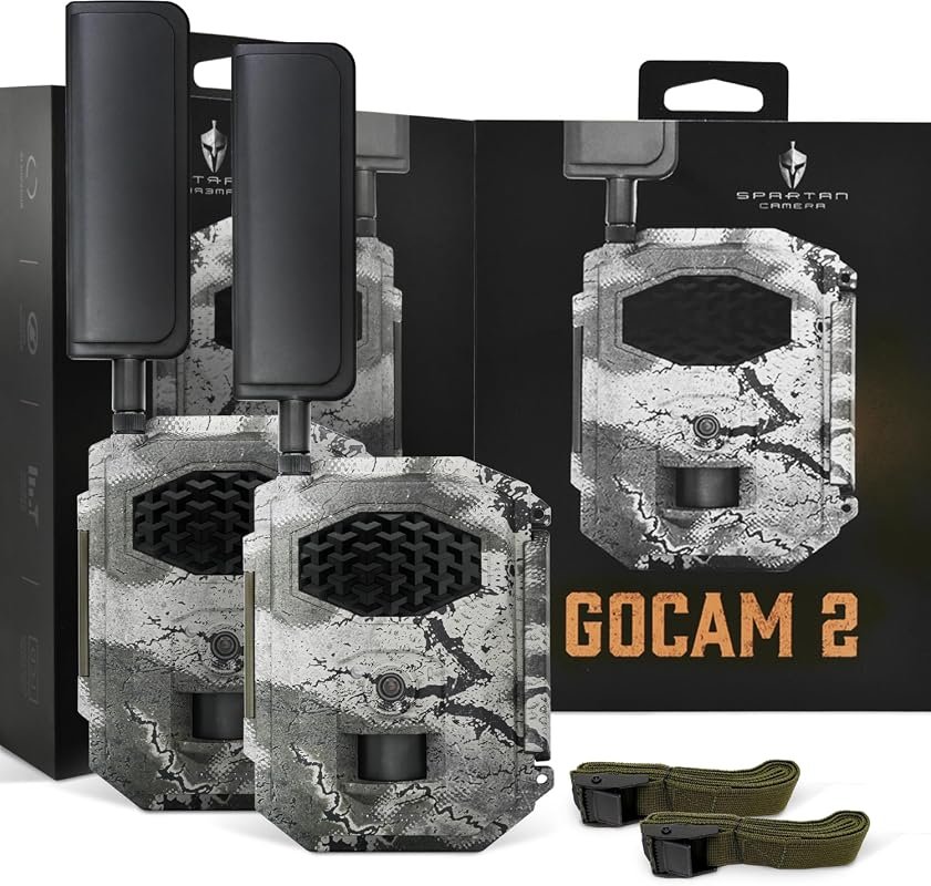 Spartan GoCam2 2‑Pack Trail Camera – 4G LTE, 1080P Video, FHD Photos, No‑Glow Night Vision, IP65 Waterproof