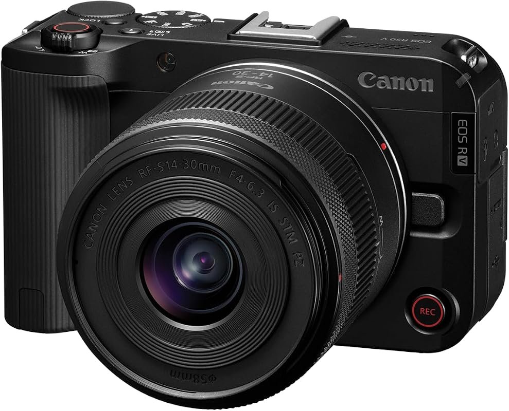 Canon EOS R50 V Camera with RF‑S 14‑30mm f/4‑6.3 PZ Zoom Lens Kit – 24