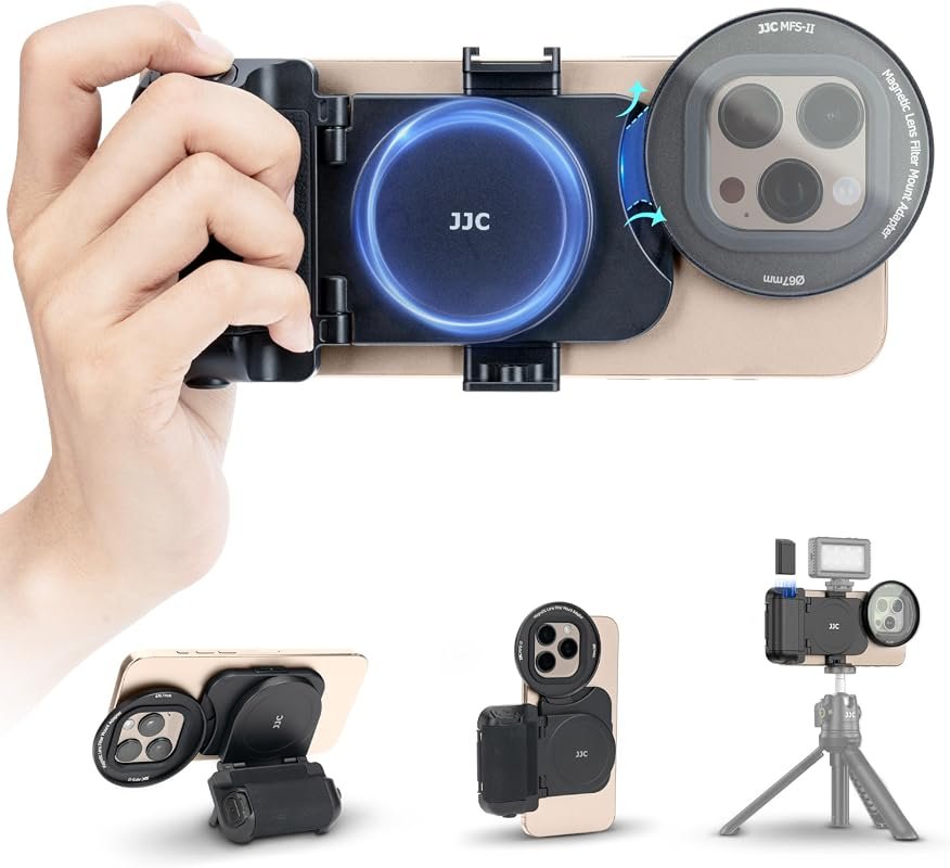 67mm Magnetic Phone Filter Mount with camera grip, fits iPhone 14, 15,