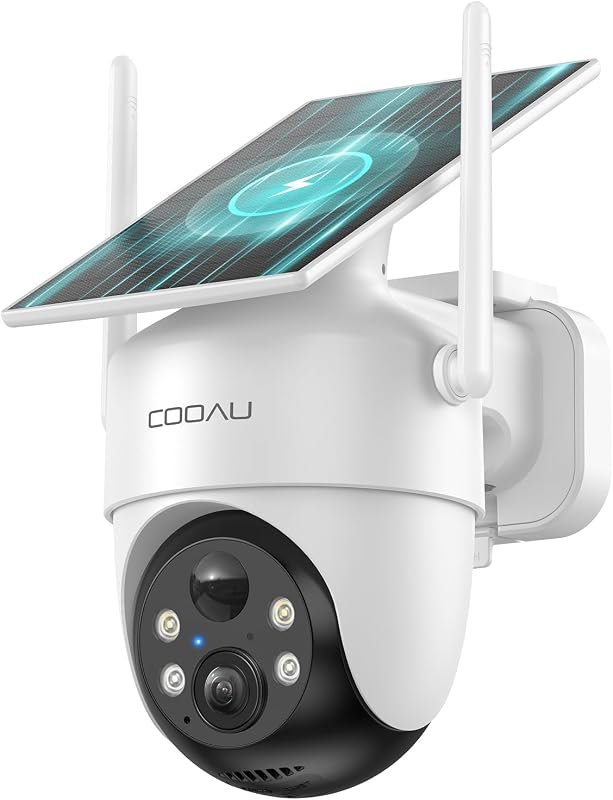 COOAU Solar Security Camera – Wireless 2K 360° outdoor surveillance wi