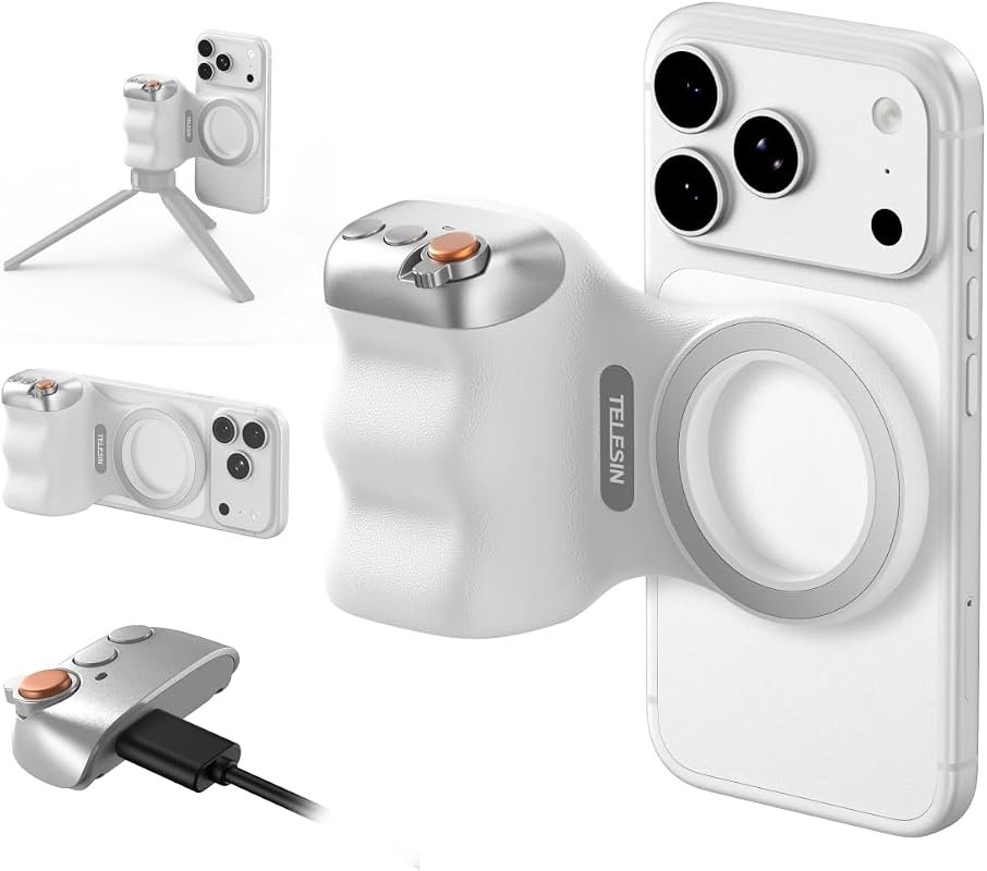 TELESIN Fun Shot Zoom Magnetic Phone Camera Grip – 360° Rotation, iPho