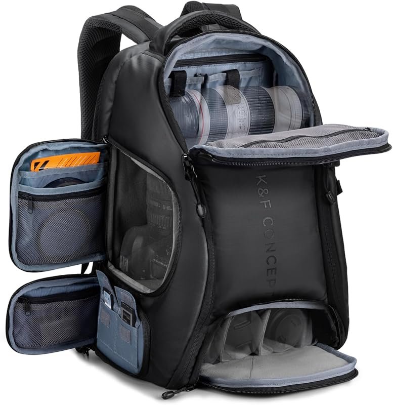 K&F CONCEPT 25L Large Capacity Camera Backpack – waterproof exterior,