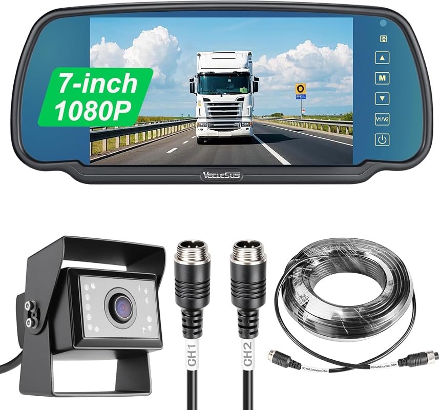 VECLESUS VBS 1080P 7‑Inch Backup Camera with IR night vision, waterpro
