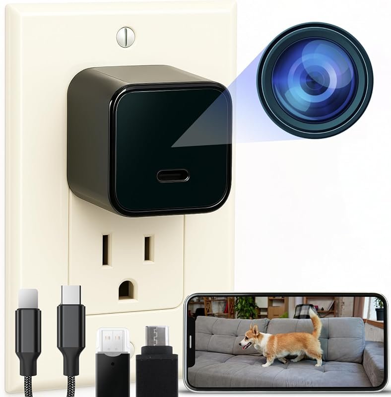 Alpha Tech Indoor Camera with 160° Wide‑Angle Lens, Plug‑In Power, Off