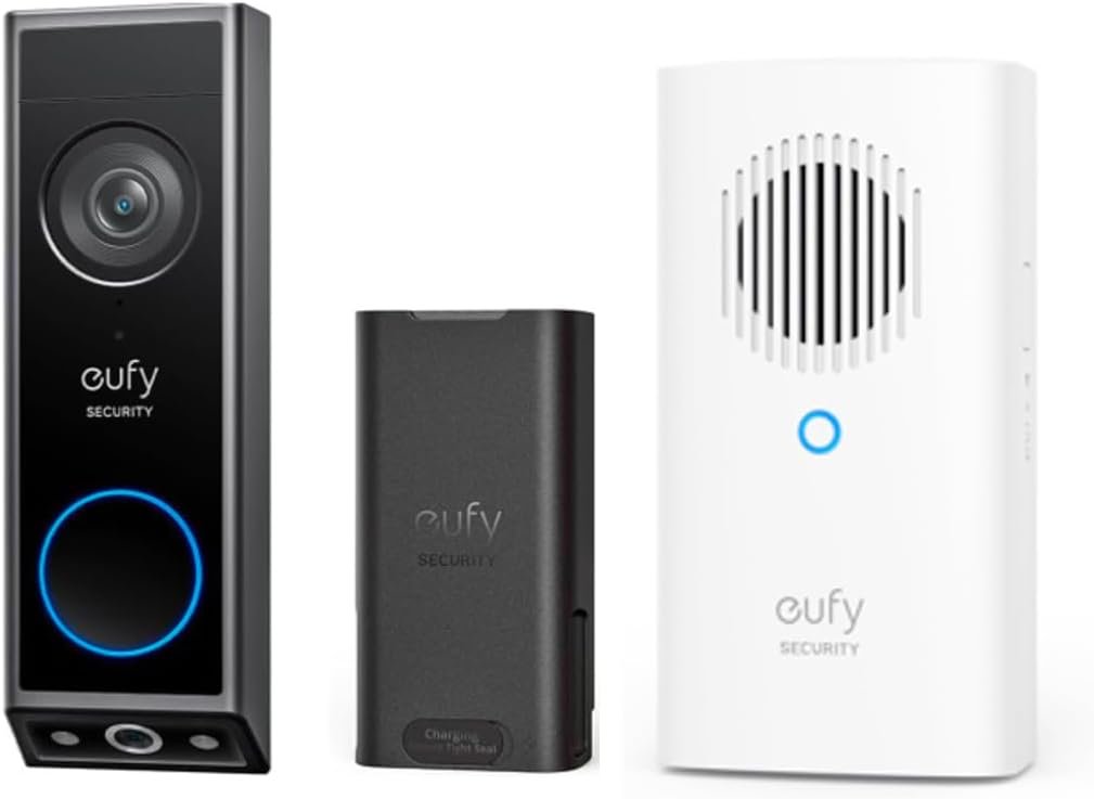 eufy Security E340 Video Doorbell, battery‑powered with backup battery