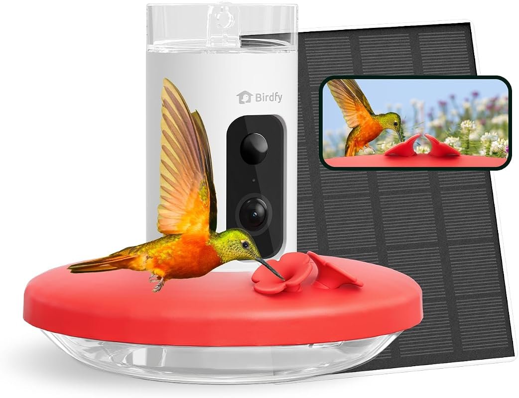 Birdfy Smart Solar Hummingbird Feeder with High‑Definition Camera, Outdoor Hanging Design, Real‑Time Streaming