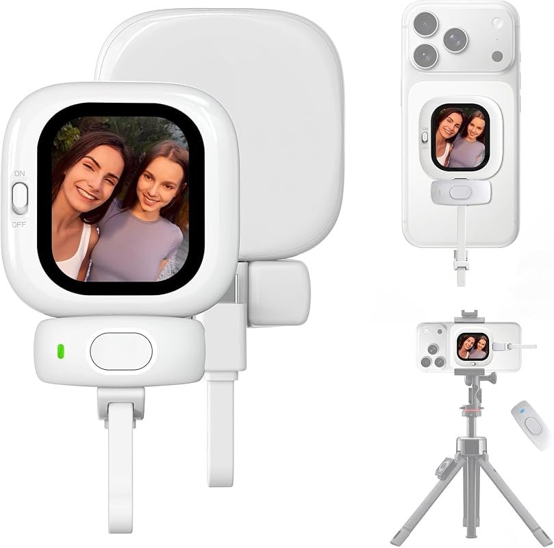 Phone Vlog outdoor AMOLED HD selfie monitor, sunlight‑visible, unlocks