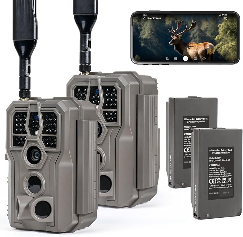 GardePro X66 Pro 2‑Pack Cellular Trail Cameras with rechargeable batte