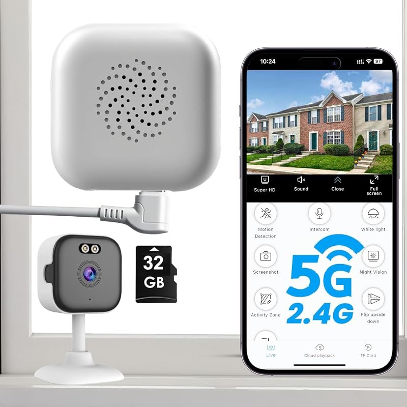 vebiliki 2026 2K Window Camera with 32 GB Card, Wi‑Fi, Night Vision, P