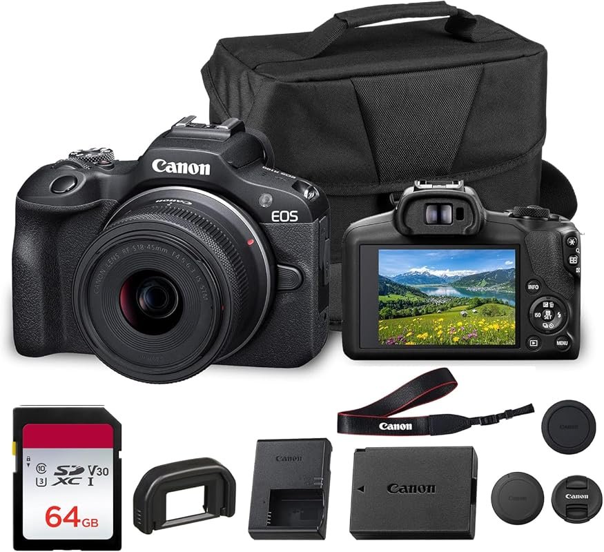 Canon EOS R100 Mirrorless Camera with RF‑S 18-45mm Lens Bundle – 24.2M