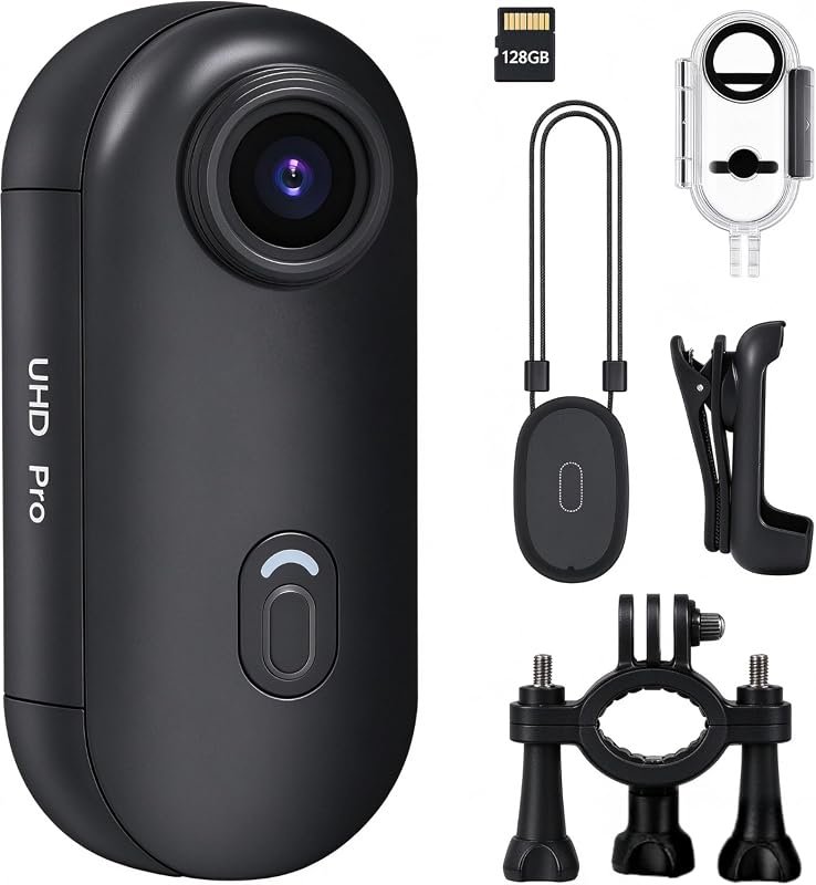 4K Thumb Action Camera with 128 GB Built‑In Storage, Hands‑Free Magnet
