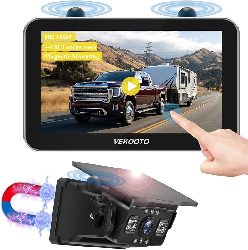 Vekooto VK7 Pro Magnetic Solar Wireless Backup Camera featuring 7‑inch