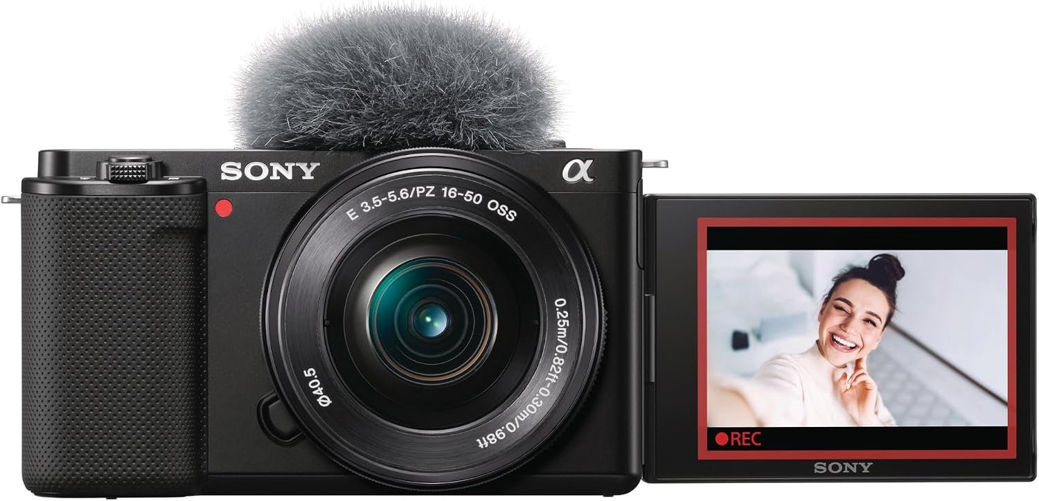 Sony ZV‑E10 APS‑C Mirrorless Camera with 16‑50mm power zoom lens, blac