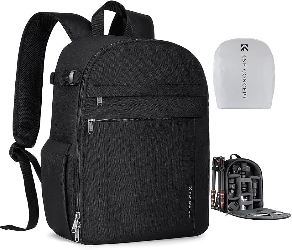 K&F CONCEPT Lightweight Camera Backpack with Integrated Tripod Holder,