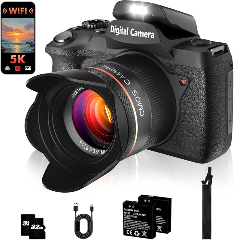 5K 64MP digital camera boasts built‑in microphone, anti‑shake technolo