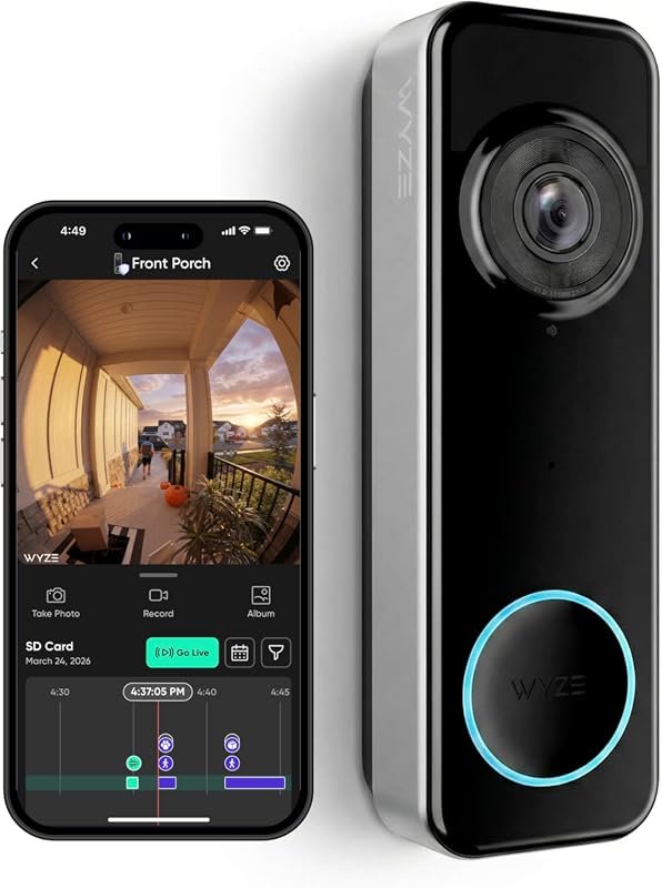 Wyze Battery Video Doorbell – 1536×1536 HD video, night vision, 2‑way 
