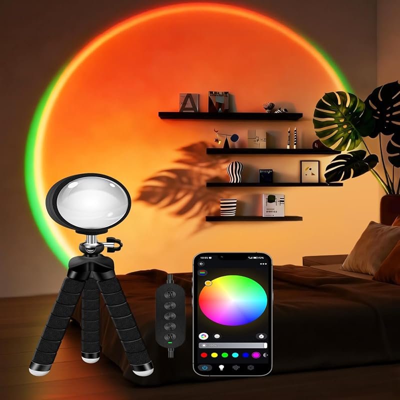 Sunset Lamp with app control, 360° rotatable projector, 16M colors, fo