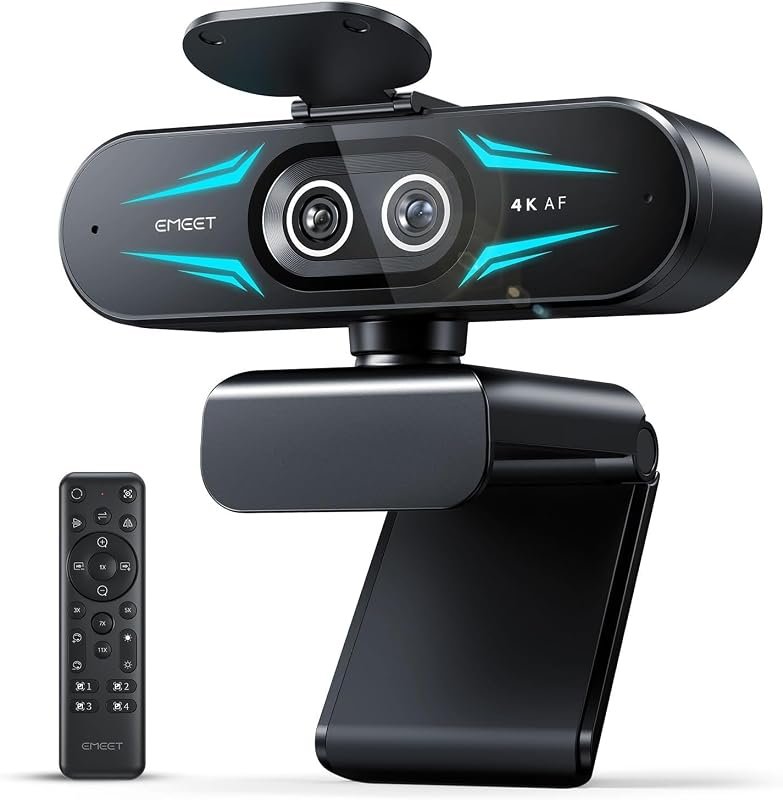 EMEET C60E Dual‑Camera 4K Webcam for Streaming with Wide‑Angle and Tele