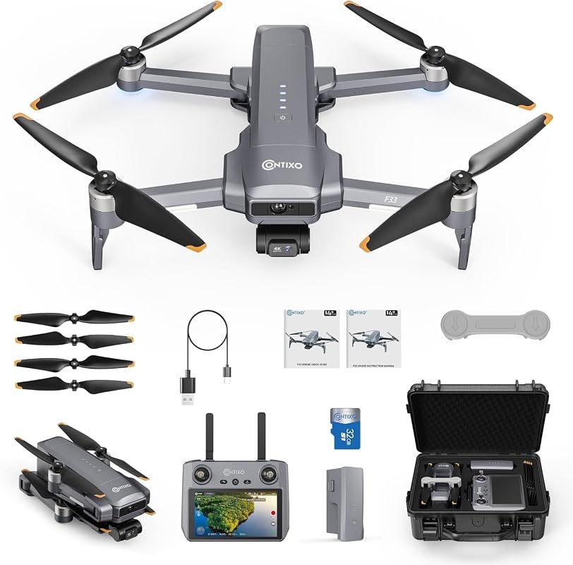 Contixo F33 Drone with 4K/30FPS Camera, GPS, 2‑Axis Gimbal, EIS, 5.5″