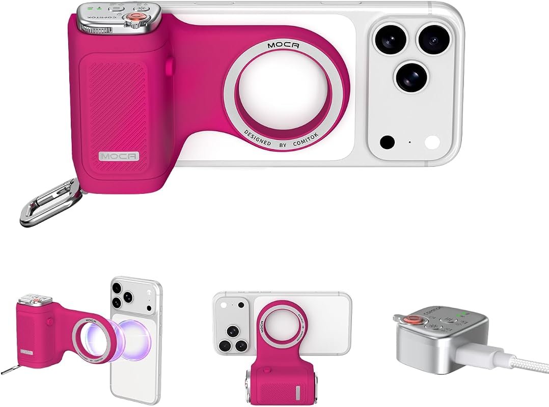 COMITOK MOCA iPhone 17 Pro Camera Grip with magnetic anti‑drop remote,