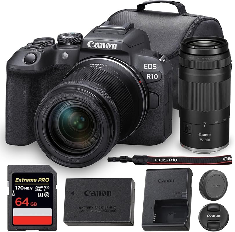 Canon EOS R10 Mirrorless Camera with 18-150mm and 75-300mm Zoom Lenses