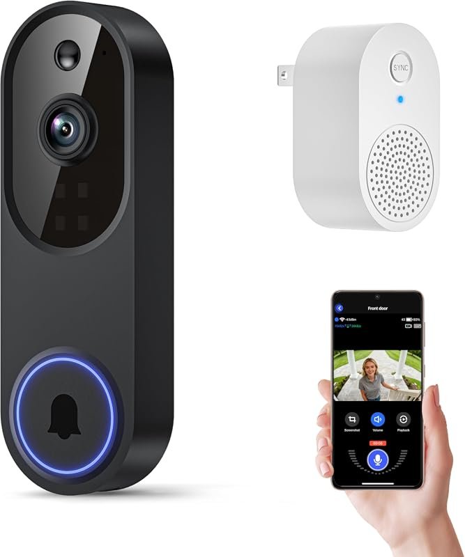 Orbitell 1080p Wireless Video Doorbell with Two‑Way Audio, Night Visio