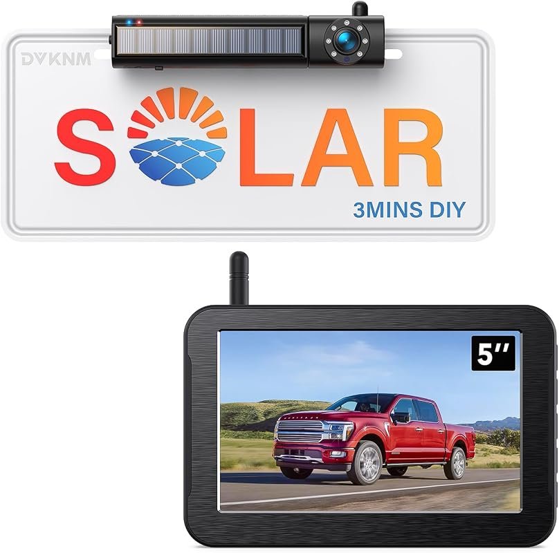 AUTO-VOX Solar Wireless Backup Camera with Auto On/Off, 1080P 5‑Inch I