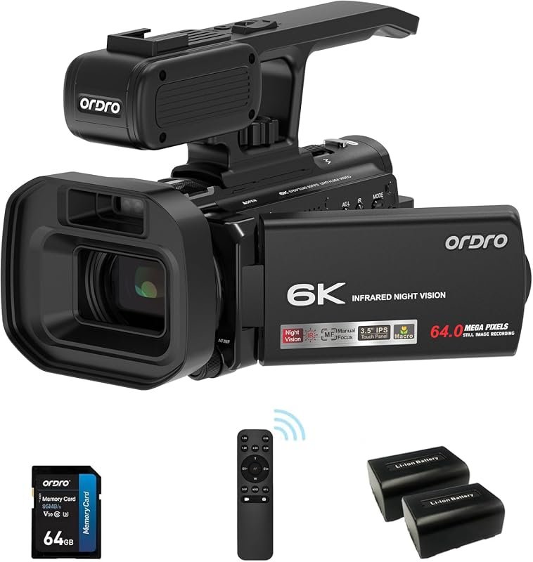 ORDRO 6K Video Camera Camcorder with 48MP Photo Capture, Live Streamin