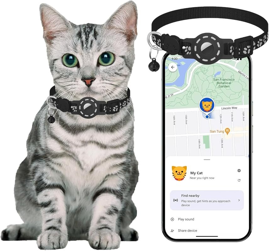 Waterproof Android-Compatible Cat GPS Tracker Collar with Replaceable 