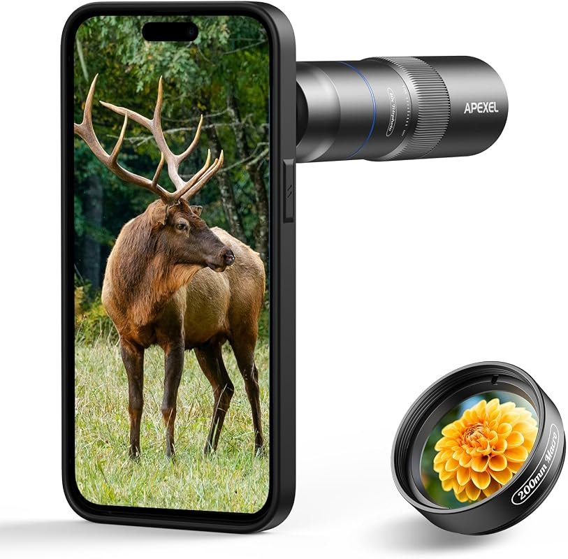 APEXEL 10X Tele‑Macro Pro Dual Lens, 2‑in‑1 design for iPhone 15 Pro d