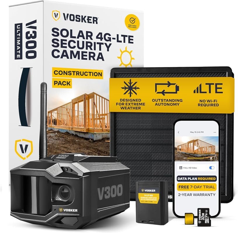 Vosker V300 Ultimate Construction Pack – 4G LTE Security Camera with L