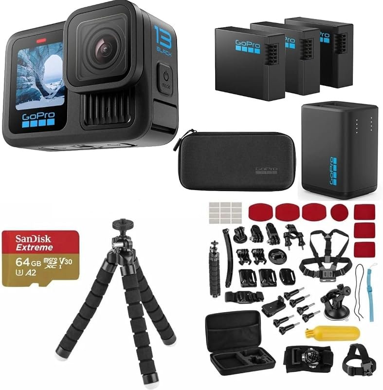 GoPro HERO13 Black includes Enduro batteries, dual charger, 64GB SD ca
