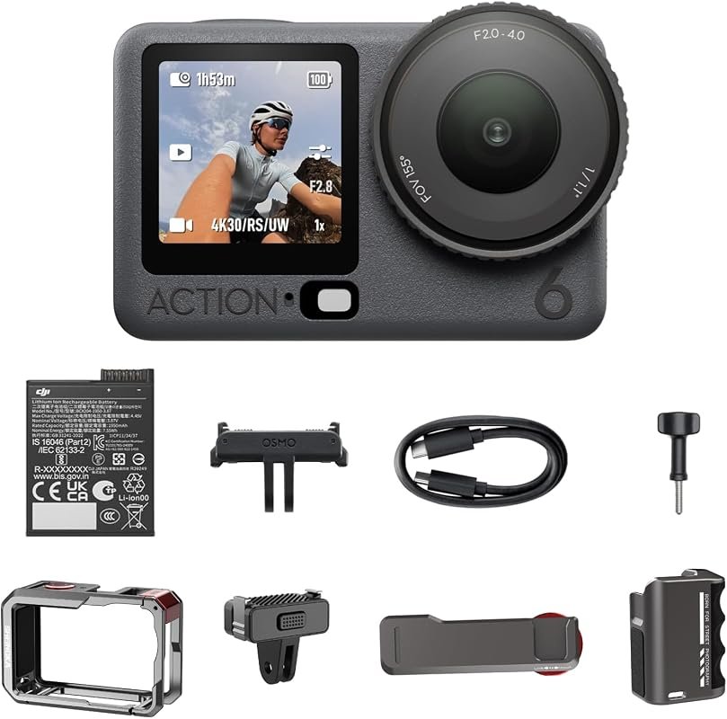 DJI Osmo Action 6 – 8K waterproof action camera bundle with dual scree