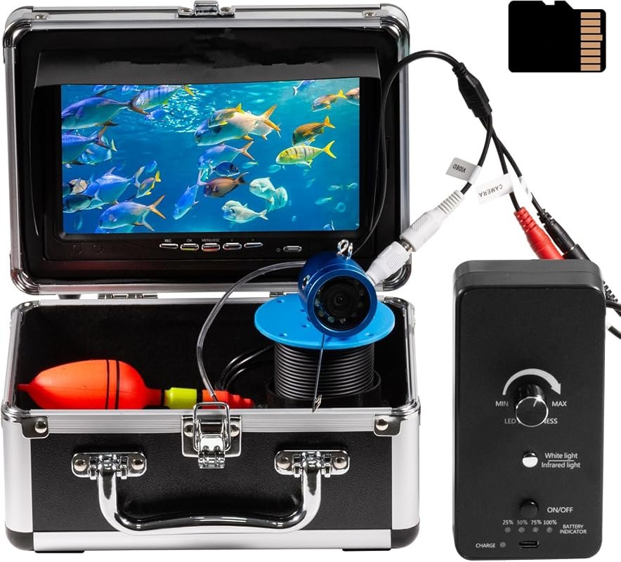 AquaPro 7‑inch HD Ice Fishing Camera with 1200 TVL, 32 GB DVR, 30 m ca