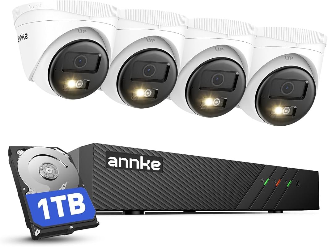 ANNKE 8-Channel 5MP PoE Security Camera System with 1TB HDD and four 3