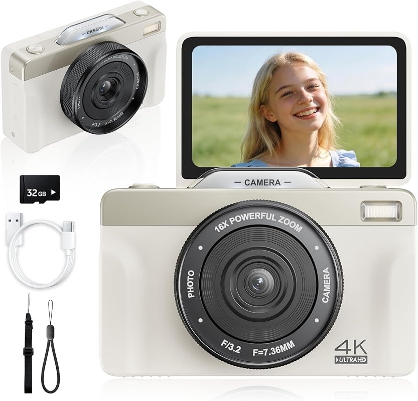 2026 64MP 4K Vlogging Camera – Autofocus, Wi‑Fi, 3″ 180° Flip Screen, 