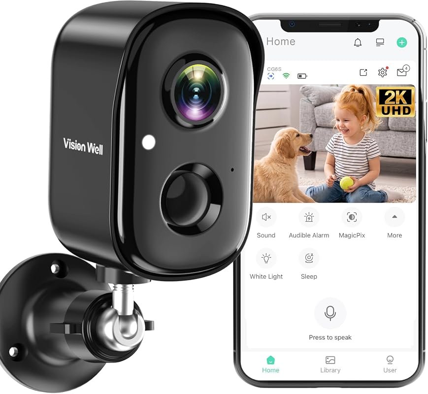 Wireless 2K Outdoor Security Camera with Battery‑Powered AI Motion Det
