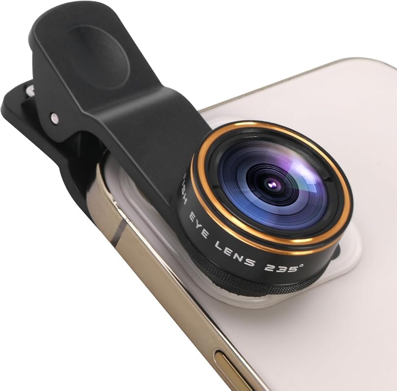 235° Clip‑On Fisheye Lens Kit for iPhone 15‑17 and Android – Creates C