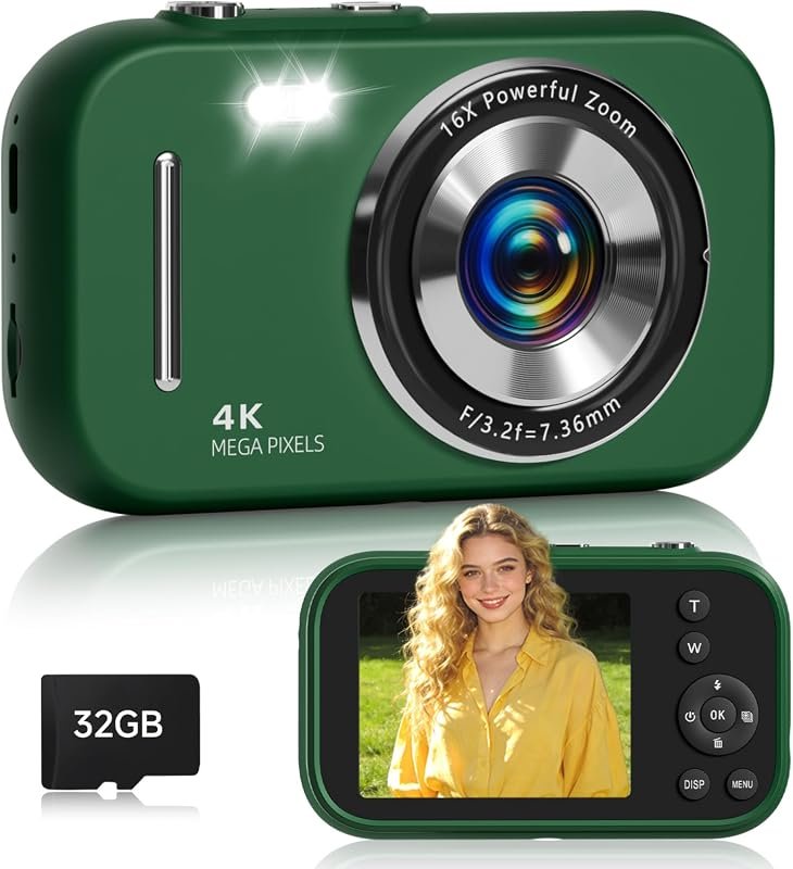 48MP 4K Camera – 16× Zoom, Anti‑Shake, 21 Filters, Slow‑Motion, MP3 Pl