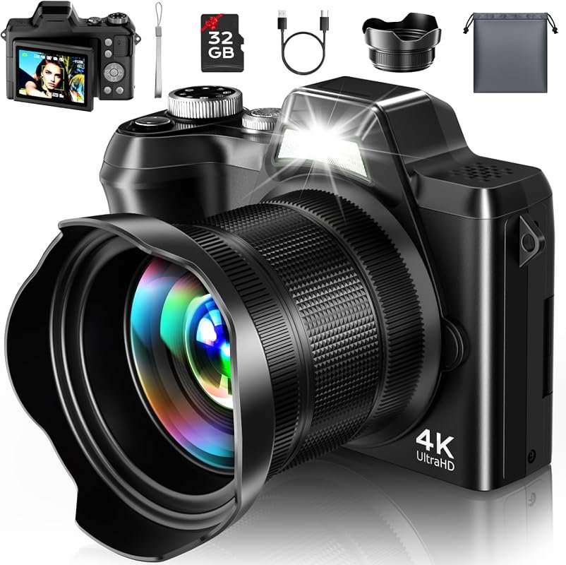 4K travel camera with 56MP sensor, autofocus, 16× zoom, 3