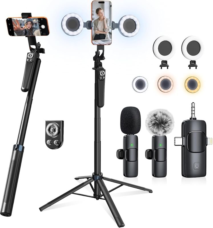 Content Creator Essentials Vlogging Kit for iPhone – Includes Tripod, 