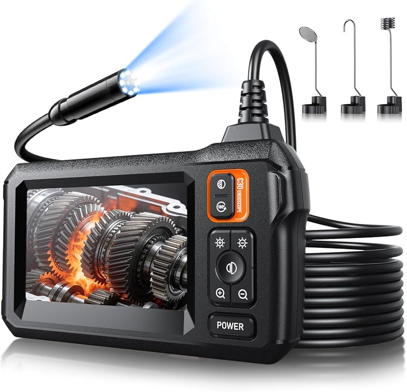 1920P HD Waterproof Endoscope Camera with Bright LED Light, 16.5‑ft Fl